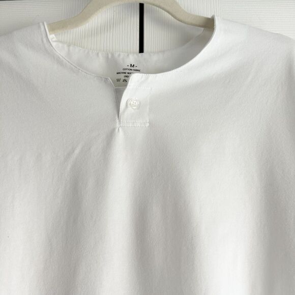 No Brand T-Shirt Women's Size M White Henley One-Button Placket Normcore - Picture 3 of 6